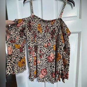 Torrid Floral Animal Print Off-Shoulder Blouse